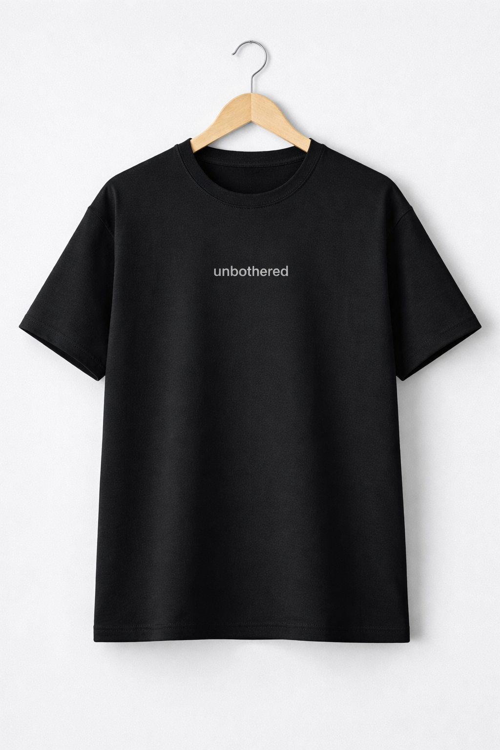 Unbothered Tee — Black / Grey Embroidery
