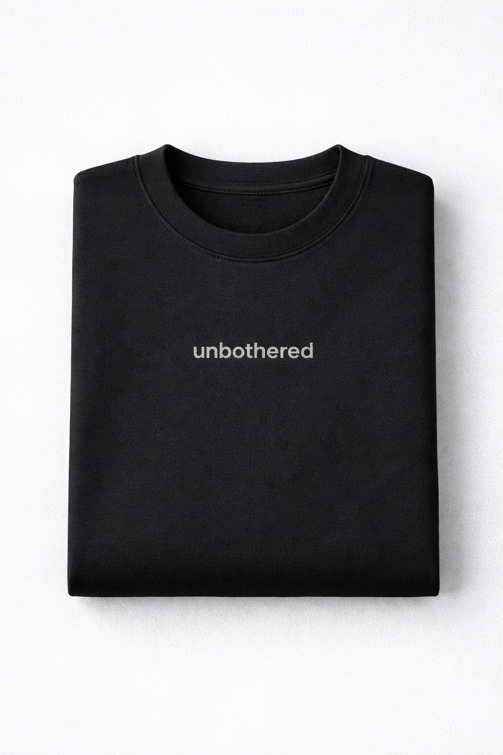 Unbothered Tee — Black / Grey Embroidery