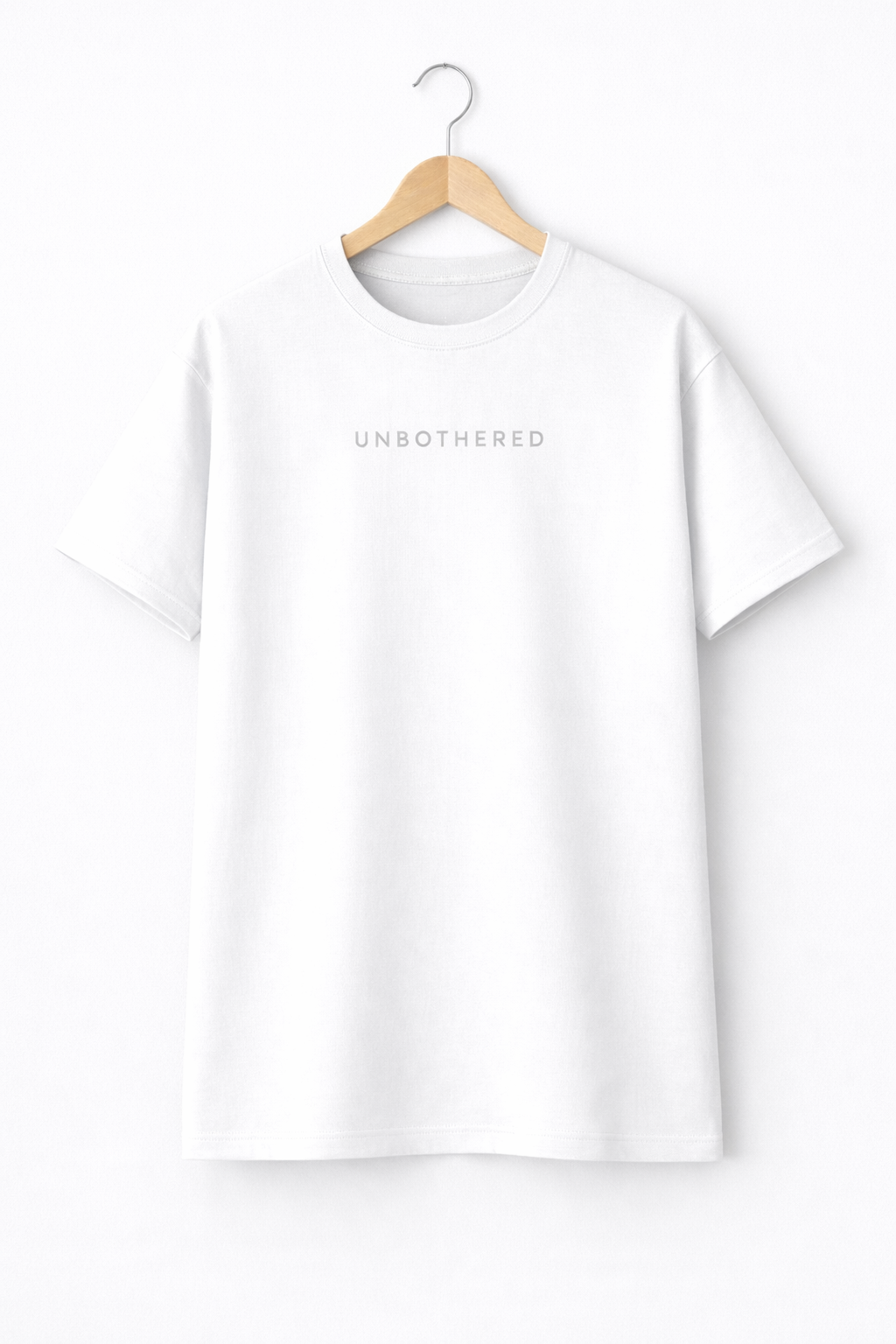 UNBOTHERED Tee - White/Gray Embroided