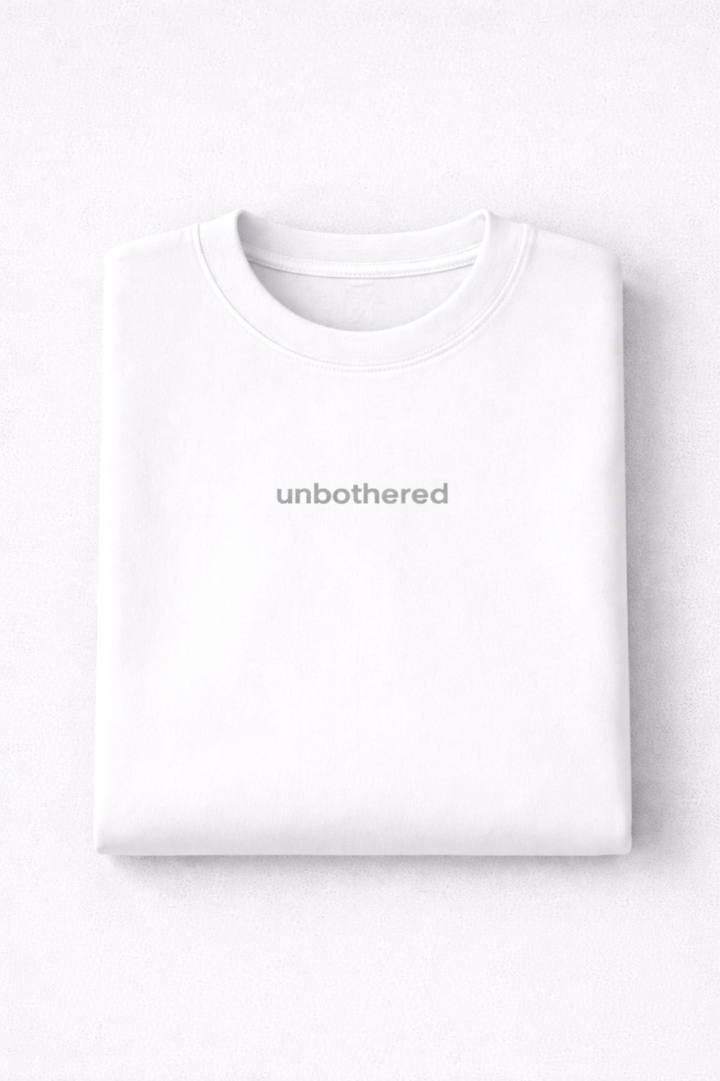 Unbothered Tee — White / Grey Embroidery